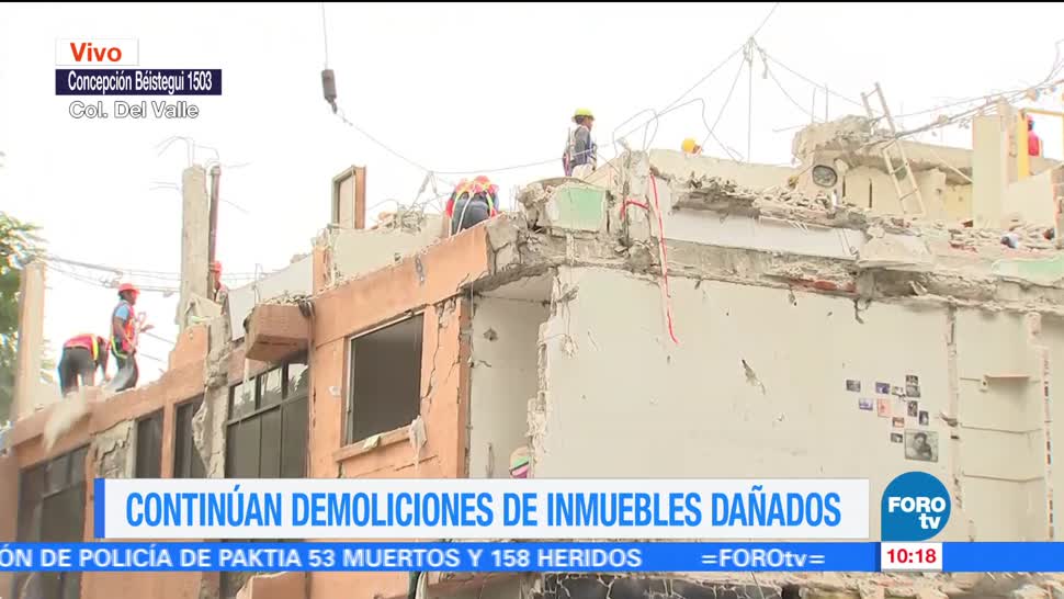 Avanza demolición de edificios afectados por sismo del 19S en CDMX