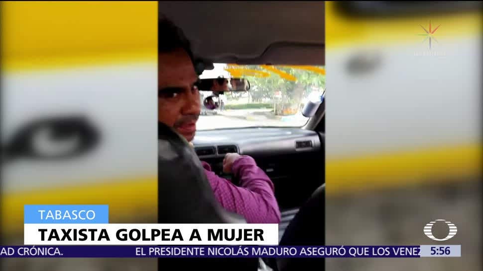 Taxista golpea a una mujer en Tabasco