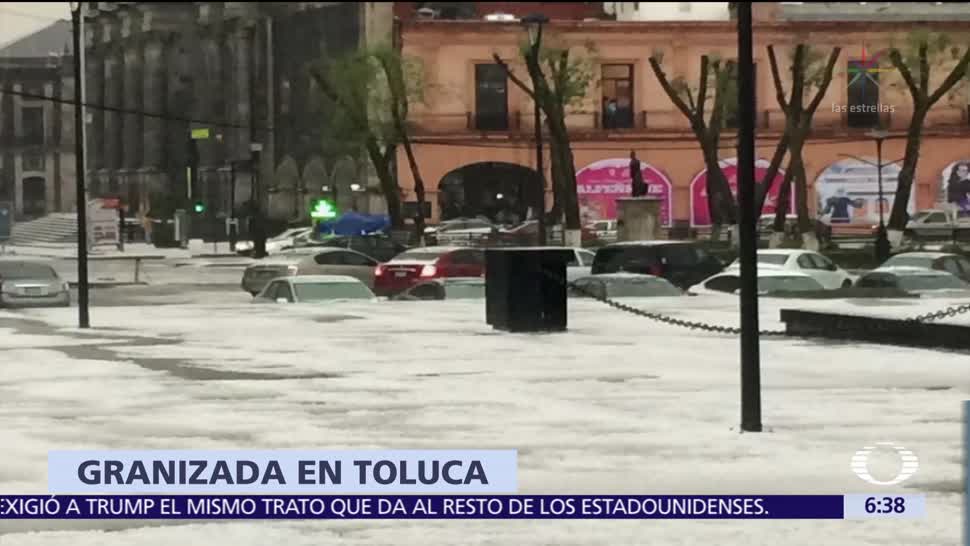 Granizada sorprende a la ciudad de Toluca