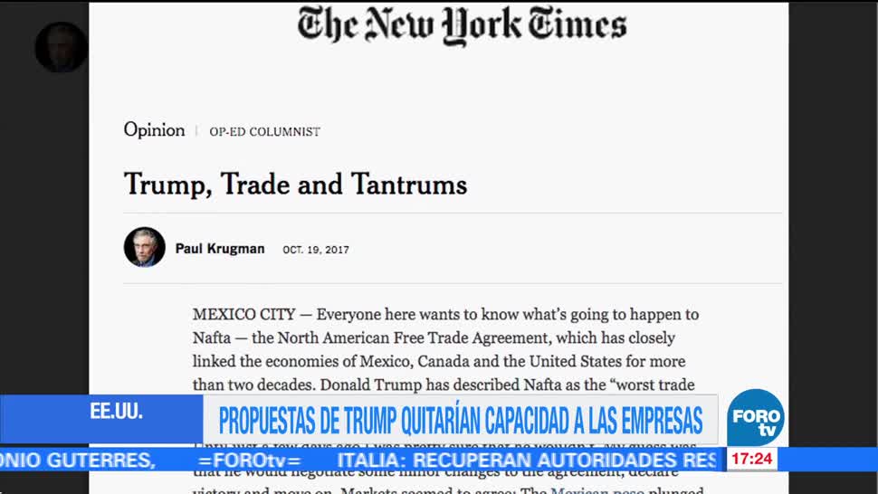 Krugman Terminar Tlcan Terrible México Eu Premio Nobel De Economía