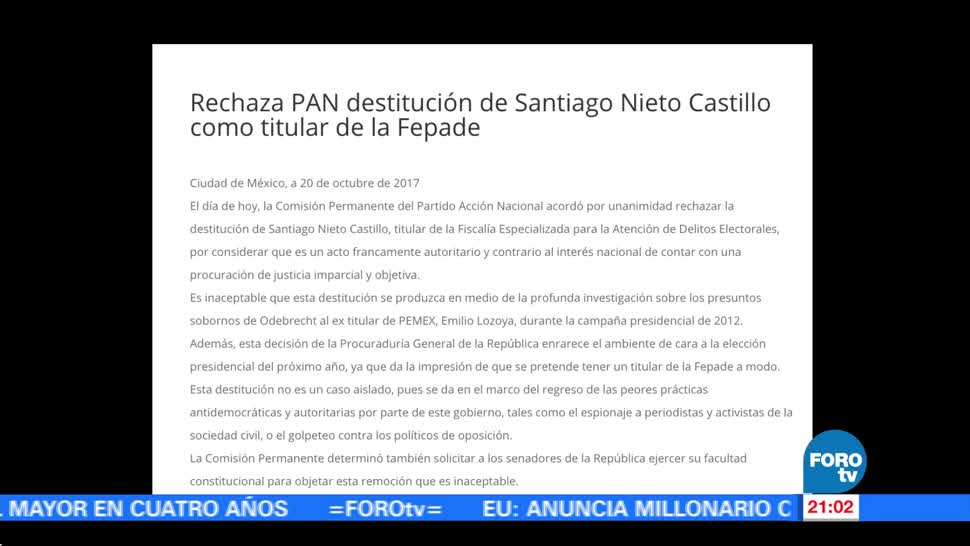 PAN, PRD y Margarita Zavala piden que se impugne destitución de Nieto