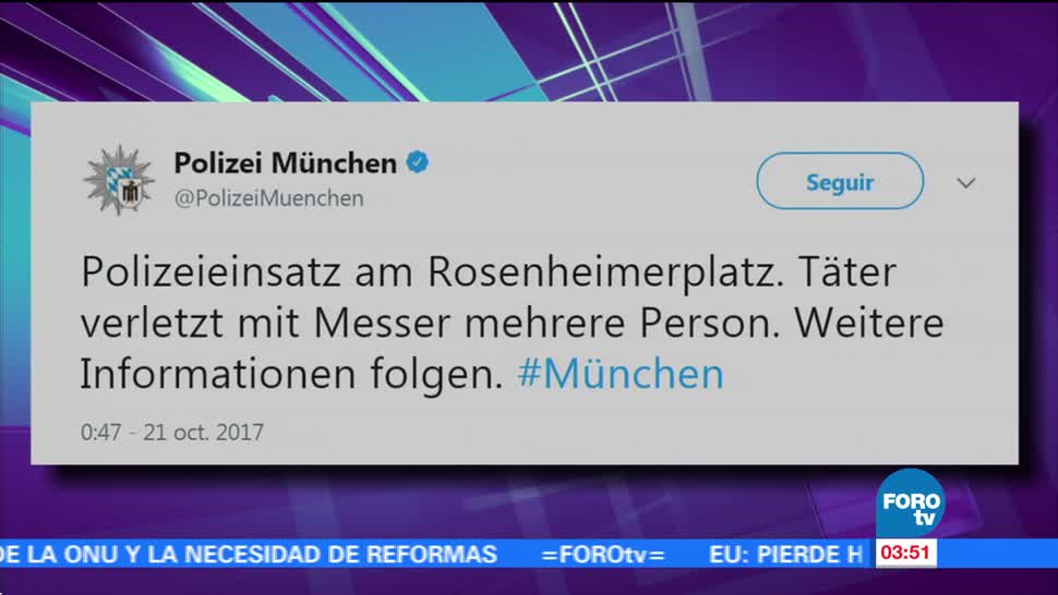 Ataque con cuchillo en Múnich deja varios heridos
