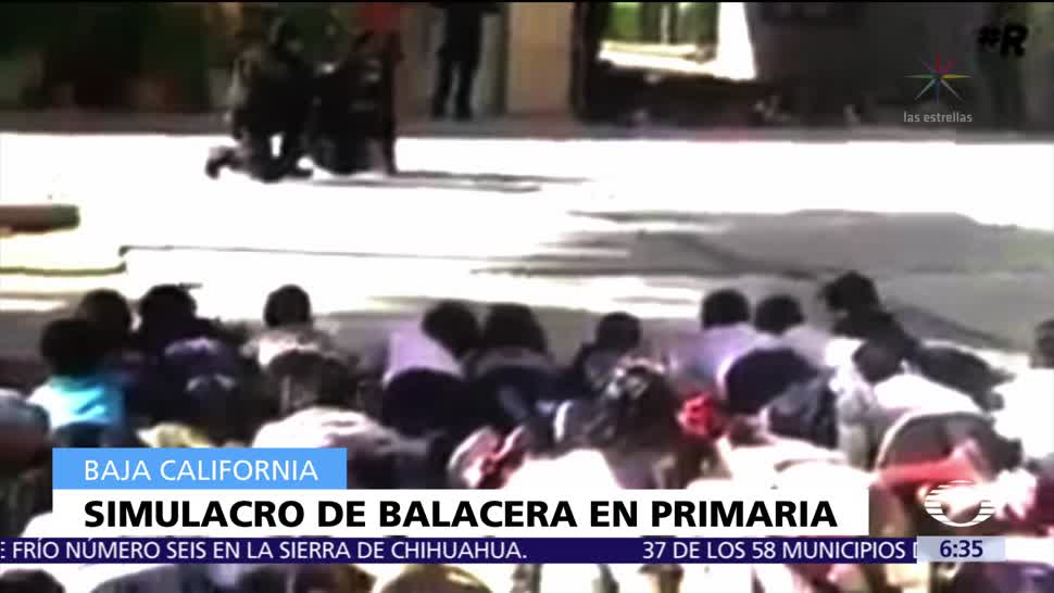 Hacen simulacro de balacera en una primaria de Baja California