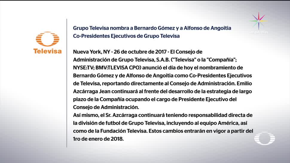 Cambios de directivos en Grupo Televisa
