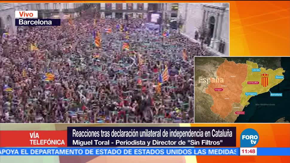 Reacciones tras declaración unilateral de independencia en Cataluña