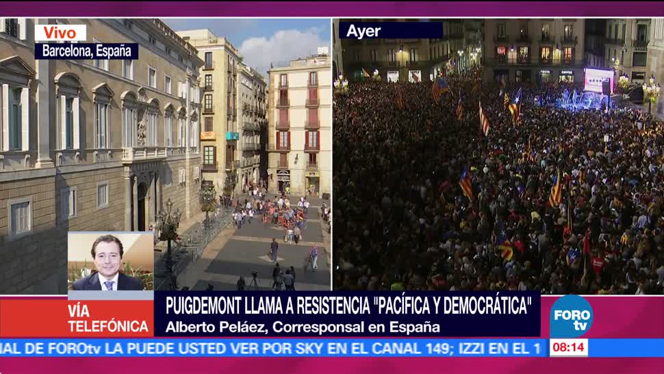 Puigdemont llama a resistencia pacífica y democrática