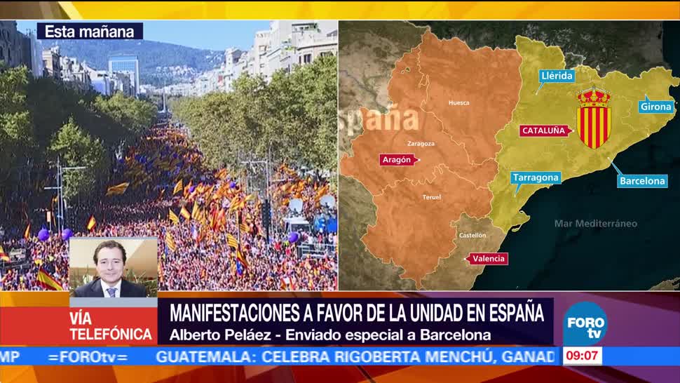 Realizan manifestaciones a favor de la unidad en España