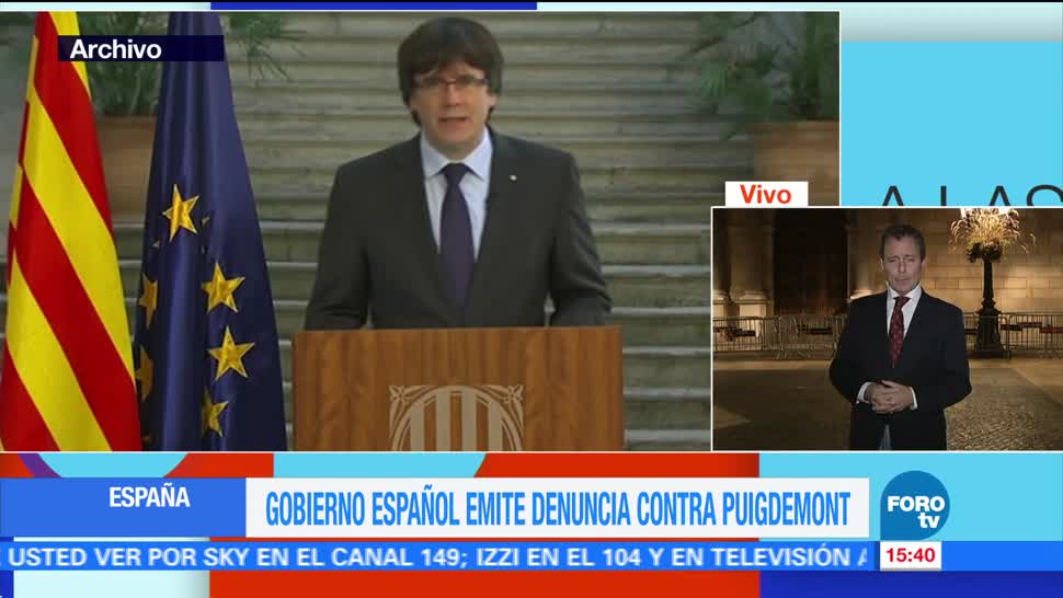 Gobierno español emite denuncia contra Puigdemont