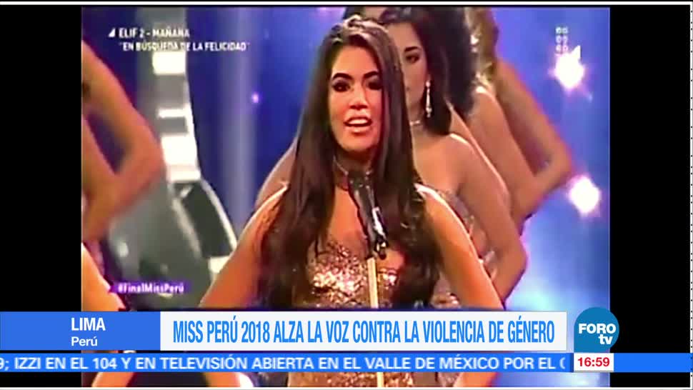 Miss Perú alza la voz durante concurso de belleza