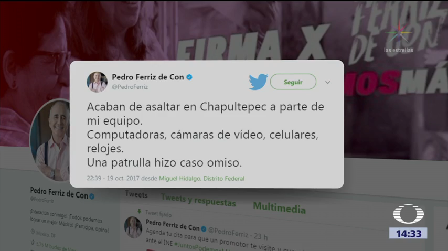 Candidato Independiente Pedro Ferriz Denuncia Asalto