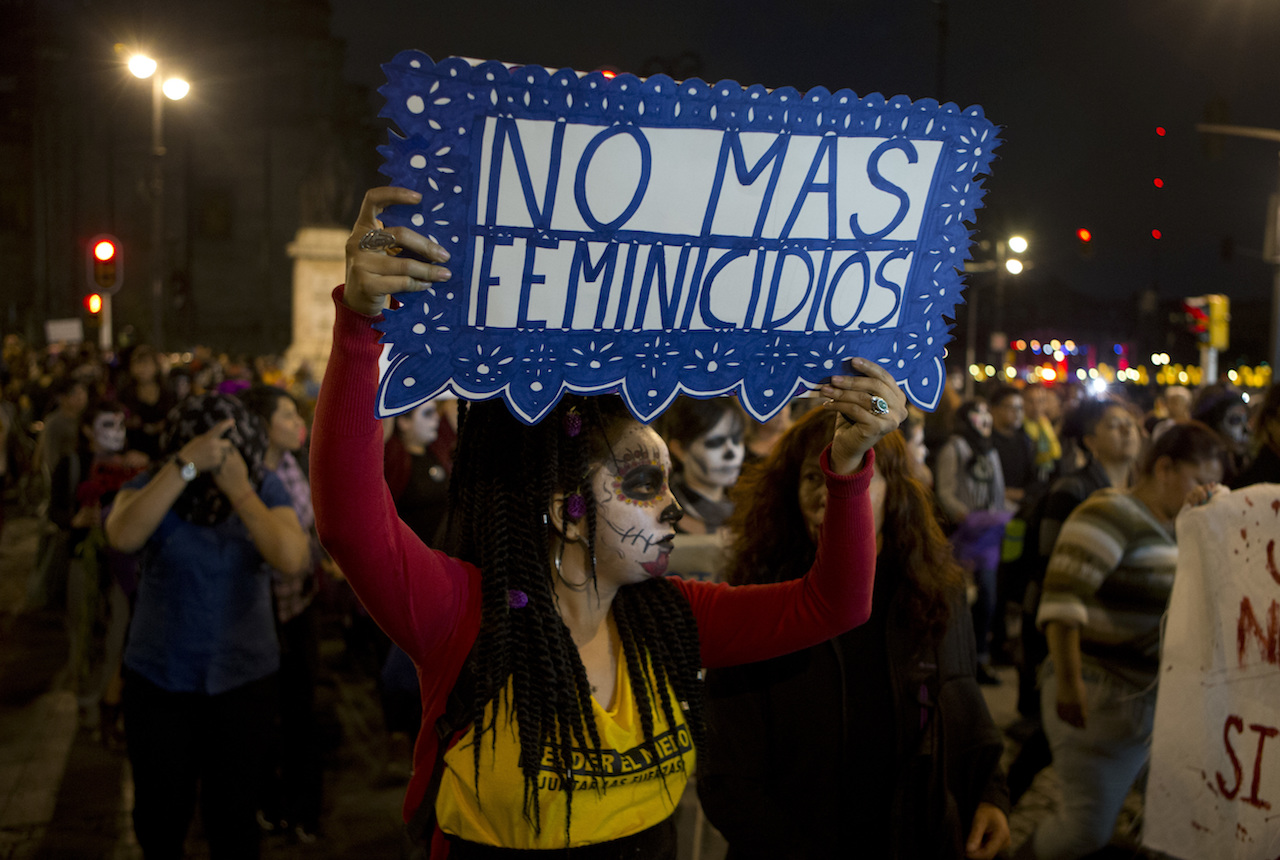 marcha catrinas, día muertos, manifestación, feminicidio