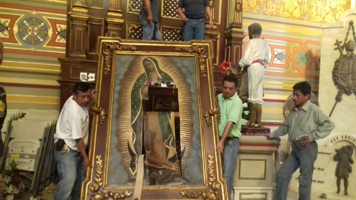 Mujer destroza óleo de la Virgen de Guadalupe en catedral de Tampico