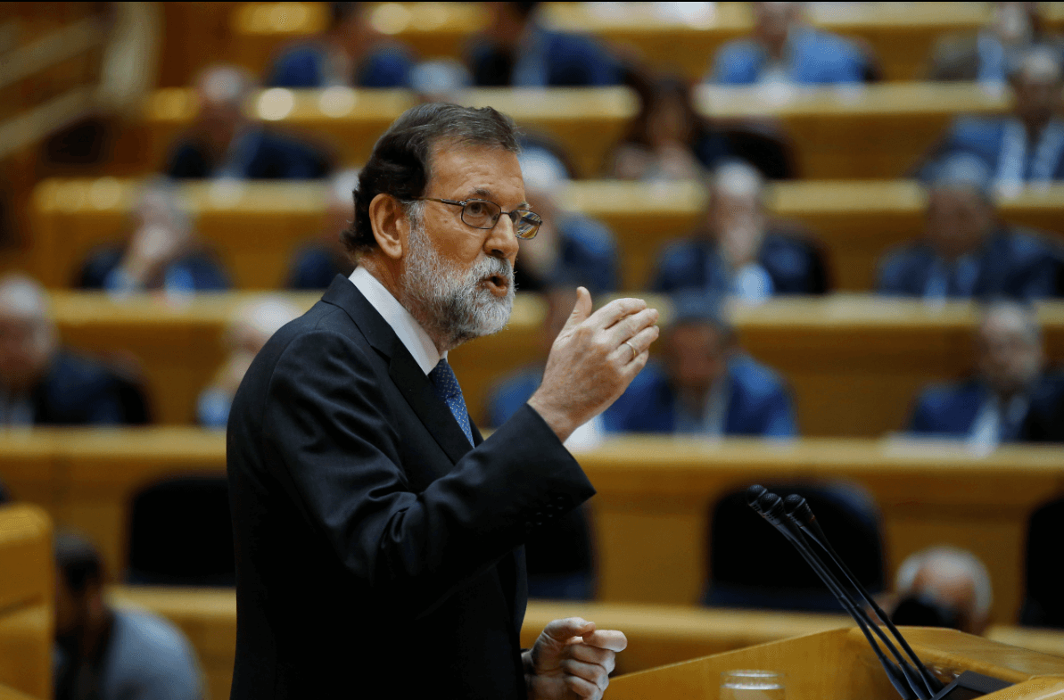El presidente del gobierno español, Mariano Rajoy, en el Senado