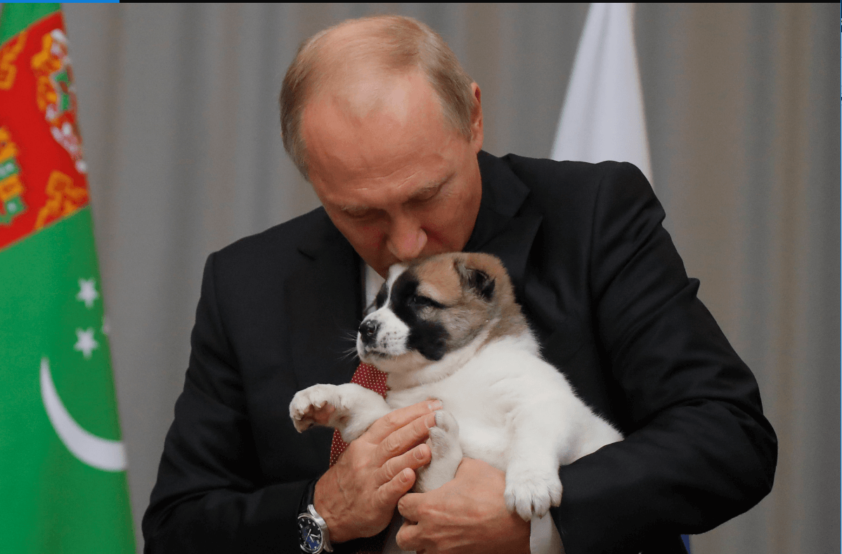 El presidente ruso besa a 'Vepali', su nuevo cachorro