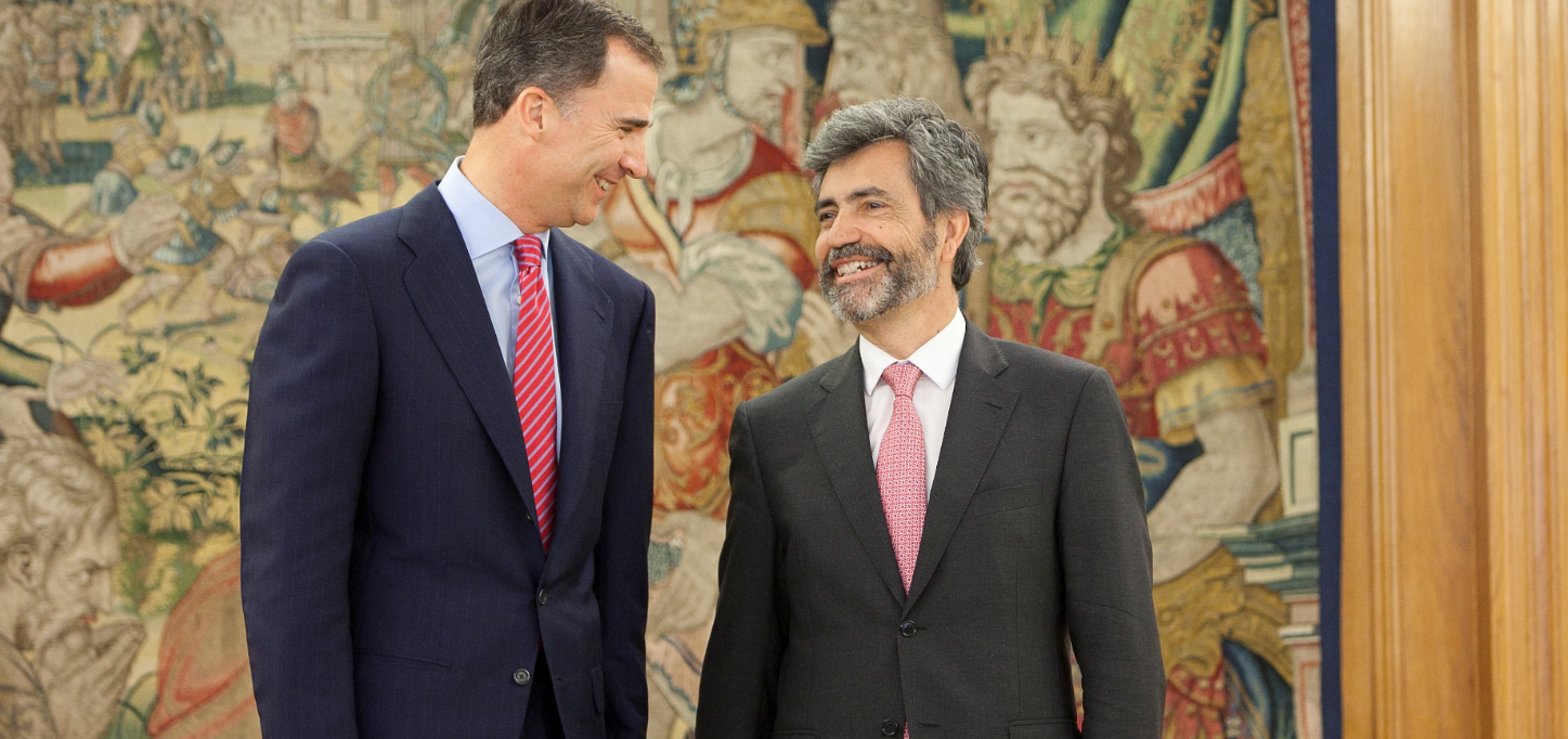 El rey Felipe VI con Carlos Lesmes, presidente del Tribunal Supremo