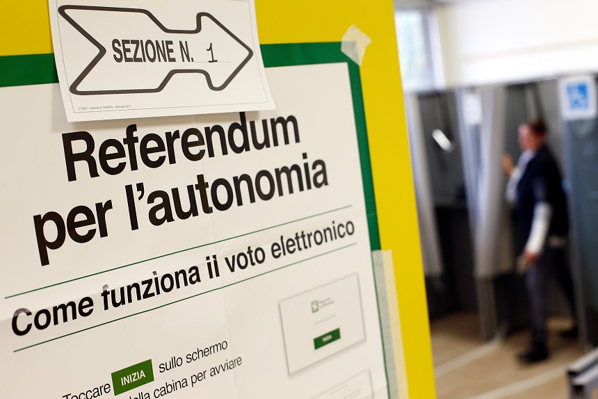 Regiones italianas de Lombardía y Véneto piden más autonomía en referéndum