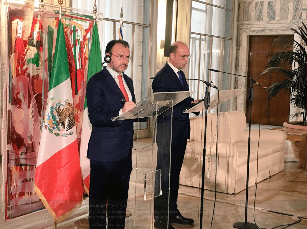 Agradece Videgaray apoyo de Italia a México por sismos