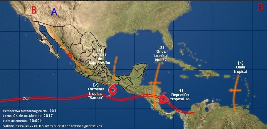 Emiten alerta azul por depresión tropical 16 en Q. Roo