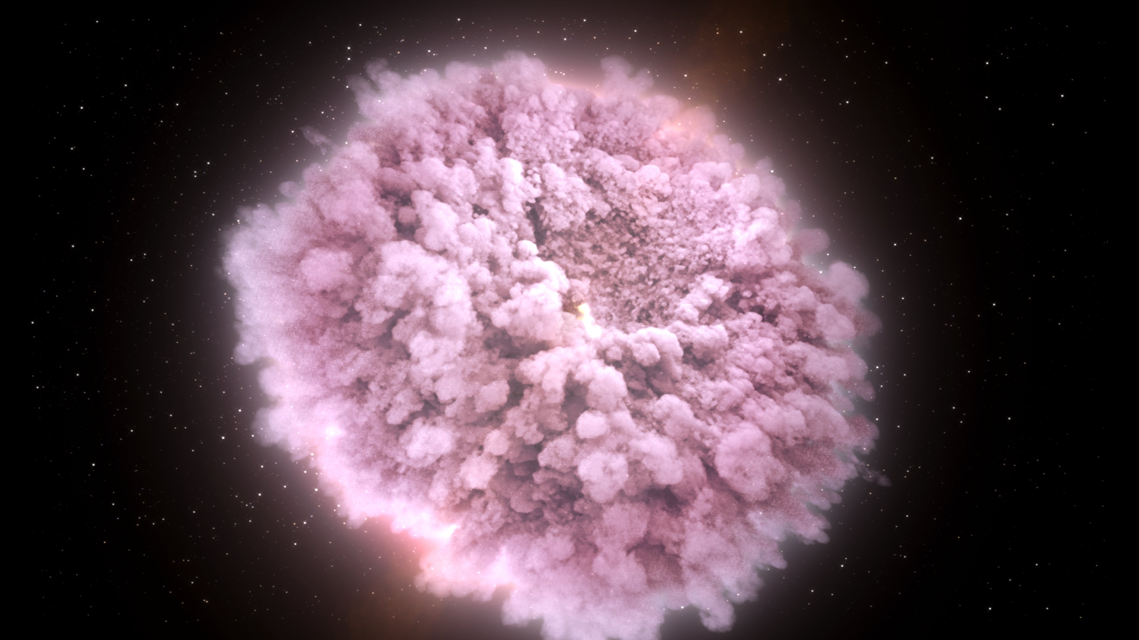Ilustración de NASA que muestra nube de escombros tras fusión de estrellas