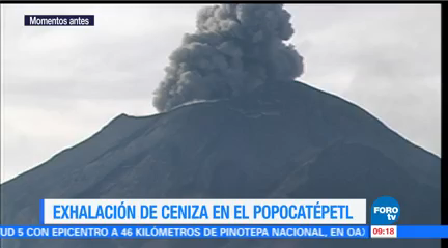 Registra Exhalación Cenizas Volcán Popocatépetl