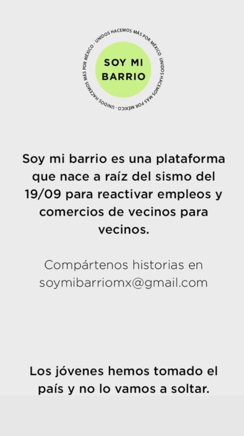 plataforma soymibarrio apoyar negocios afectados sismo