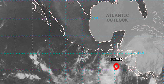 Tormenta tropical Selma frente a costas de Nicaragua
