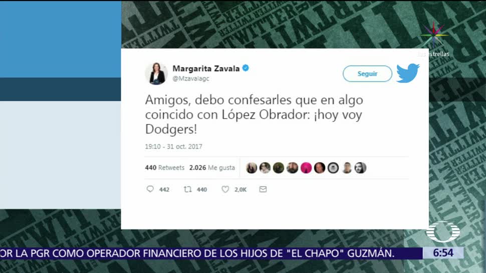 Margarita Zavala dice que tiene algo común con AMLO: Los Dodgers