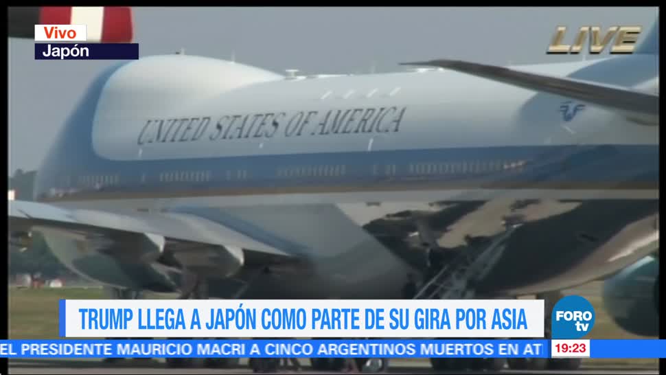 Trump llega a Japón como parte de su gira de trabajo por Asia