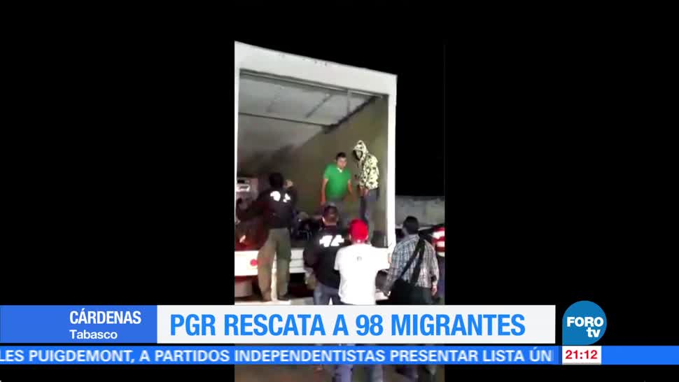 Elementos de la PGR rescatan a 98 migrantes centroamericanos en Tabasco