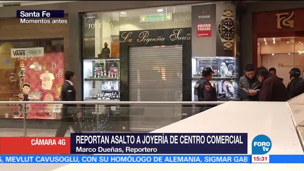 Reportan asalto a joyería en centro comercial en Santa Fe
