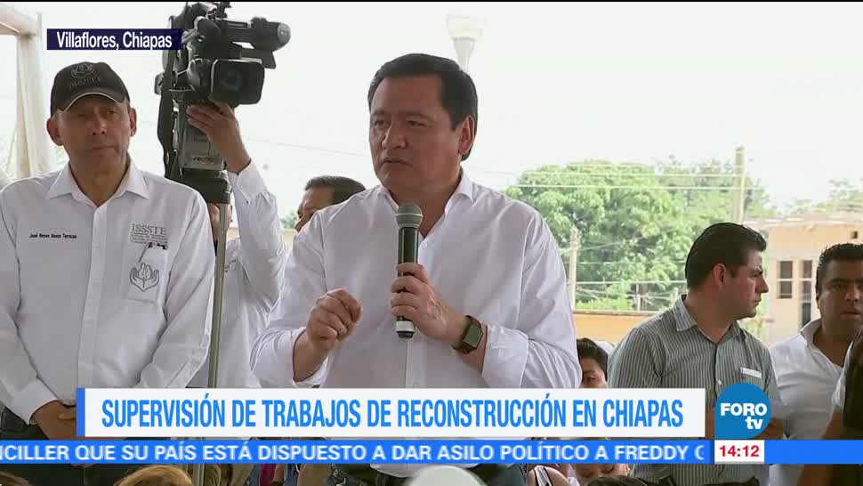 Osorio Chong supervisa trabajos de reconstrucción en Chiapas