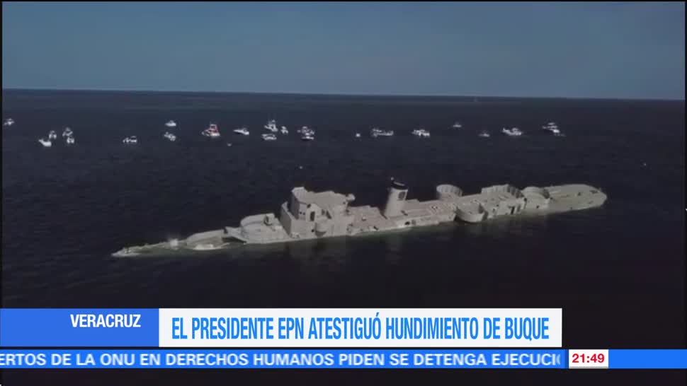 EPN atestiguó hundimiento de buque en Veracruz