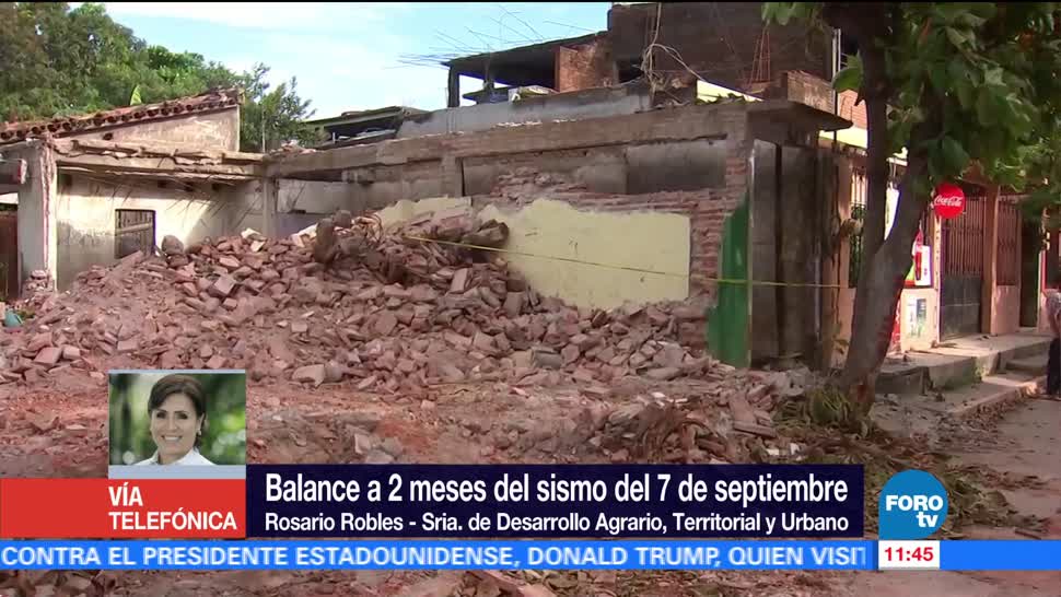 Rosario Robles, titular de Sedatu, afirma que tras sismos, inició la reconstrucción