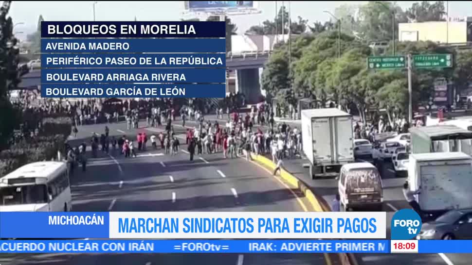 Gremios sindicales marchan en Michoacán