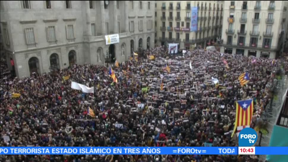 Manifestantes piden libertad para exmiembros del gobierno catalán