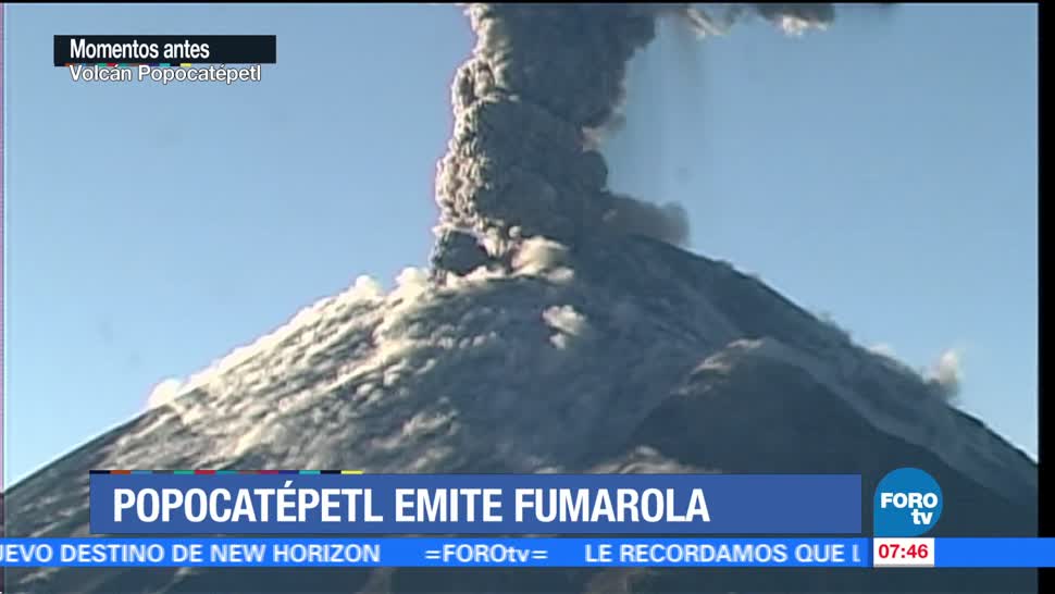 La mañana de este viernes, Volcán Popocatépetl emite una fumarola