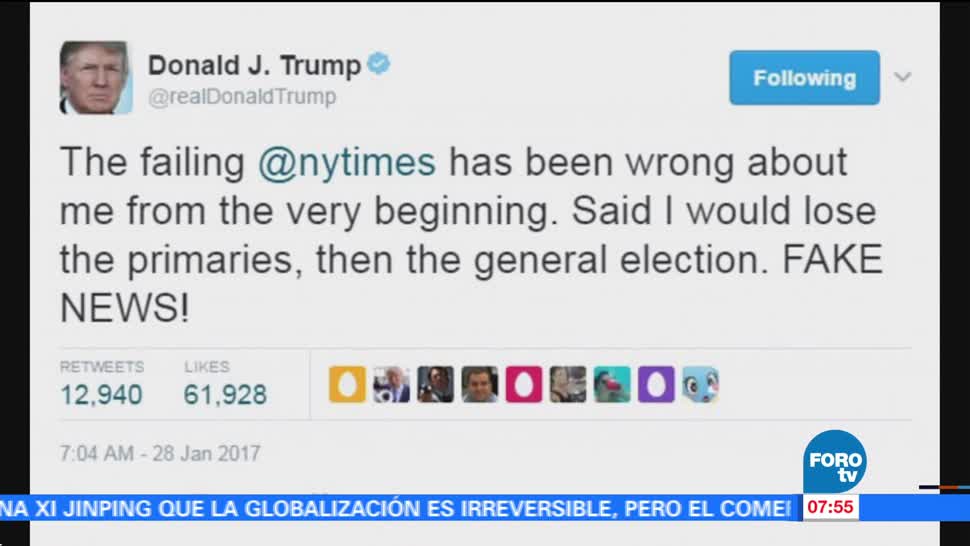 Trump ha utilizado 167 veces la frase ‘fake news’ en redes sociales