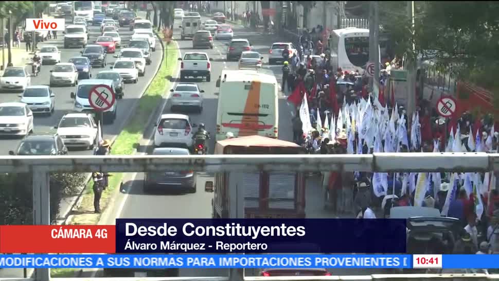 Manifestantes bloquean carriles de avenida Constituyentes