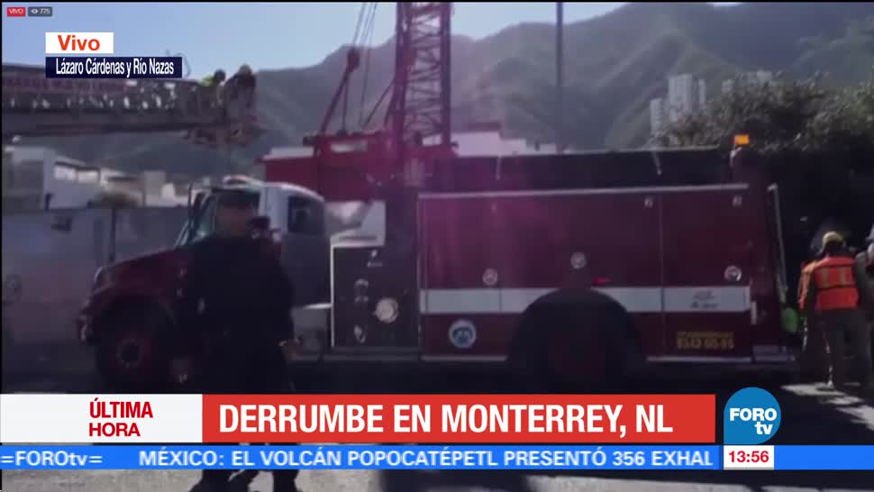 Se registra derrumbe en zona de construcción de estacionamiento en Monterrey