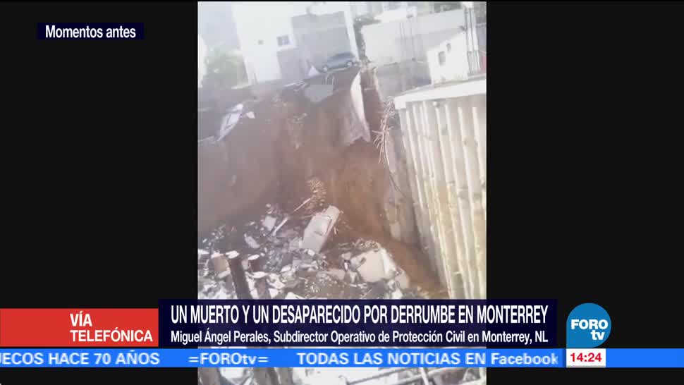 Confirman un desaparecido por derrumbe en Monterrey