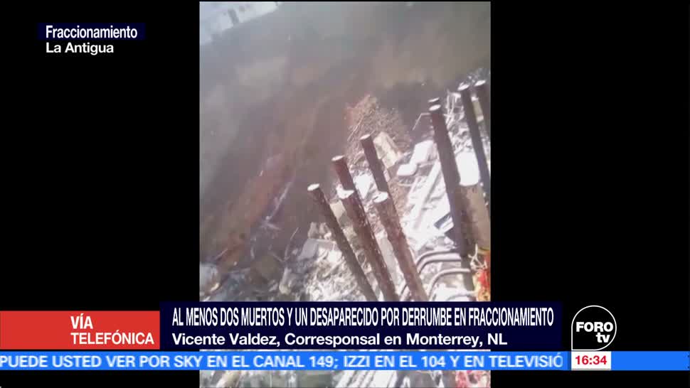 Suman dos muertos por derrumbe en fraccionamiento en Monterrey