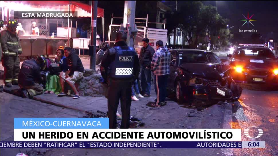 Accidente automovilístico en la México-Cuernavaca deja tres heridos