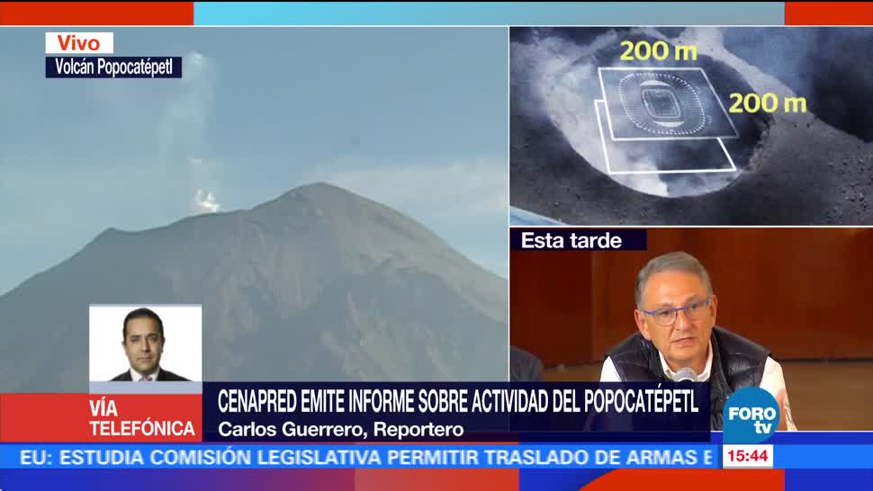 Cenapred emite informe sobre actividad del Popocatépetl