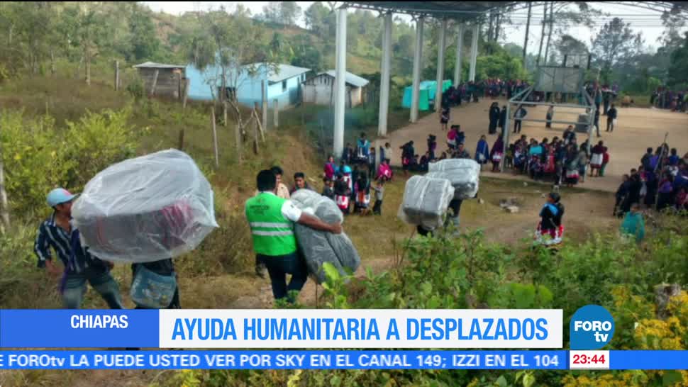 Indígenas desplazados de Chiapas reciben ayuda humanitaria