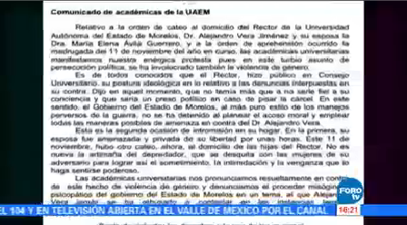 Académicas Morelos Denuncian Persecución Contra Rector
