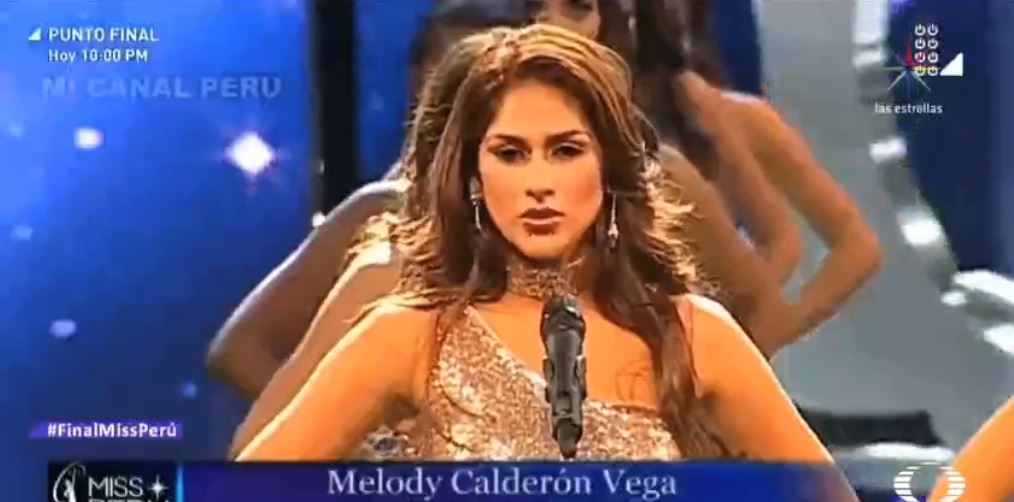 Durante el certamen de Miss Perú 2018, las participantes aprovecharon las pasarelas para dar cifras de violencia de género y feminicidios en el país. (Noticieros Televisa)