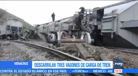 Descarrilan Tres Vagones Carga Tren Veracruz
