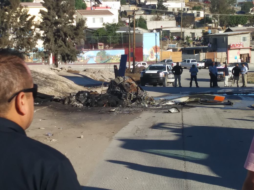 Desploma helicóptero de la SSP de Tijuana