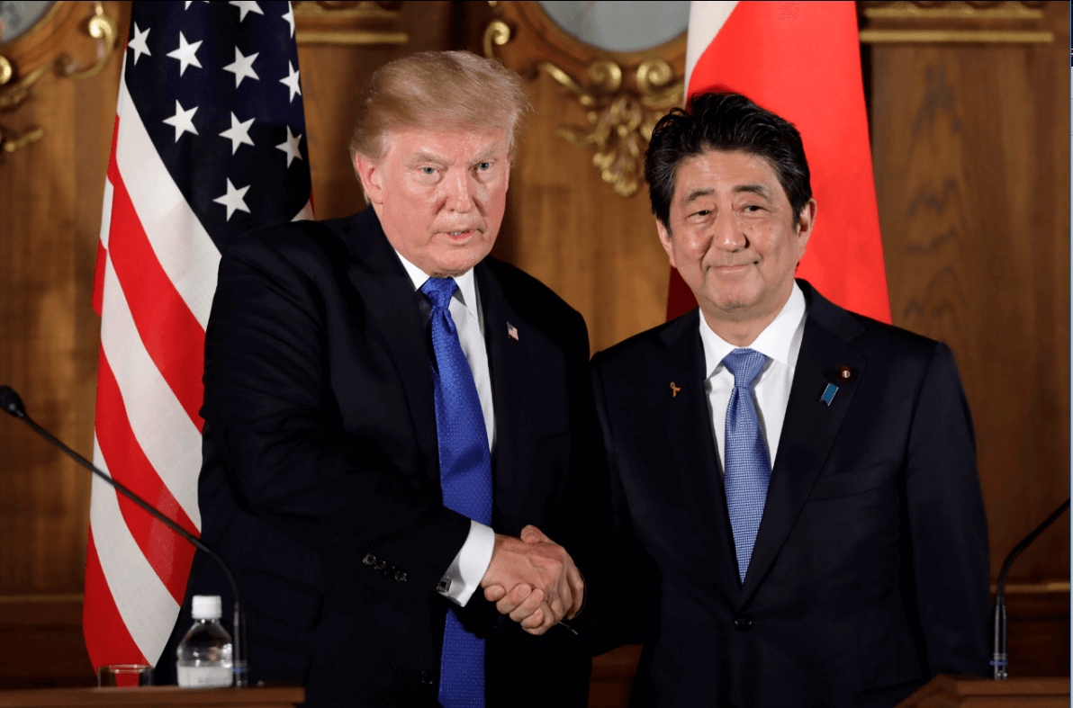 Donald Trump y Shinzo Abe en Japón