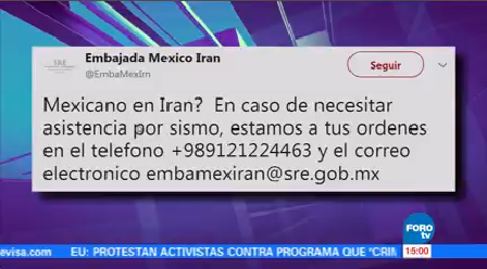 Embajadas Mexicanas Emiratos Árabes Irán Activan Teléfono Sismo